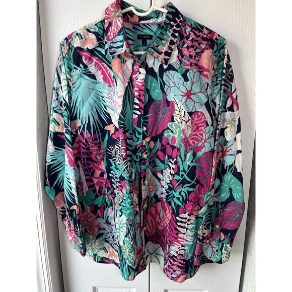 Talbots Tops - Talbots Women’s Button Up Shirt Hawaiian Colorful Floral Long Sleeve Cotton L